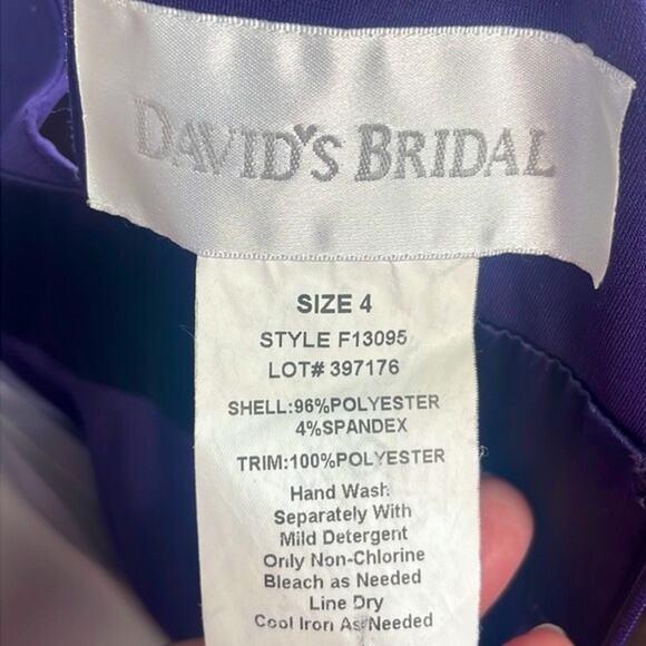 David’s Bridal Purple Formal Maxi Dress Woman Low V Back Floor Length F13095 S 4 - Picture 12 of 16